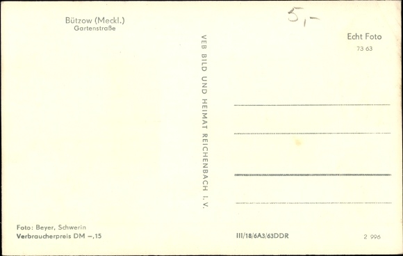 Postcard Bützow in Mecklenburg, Gartenstrasse
