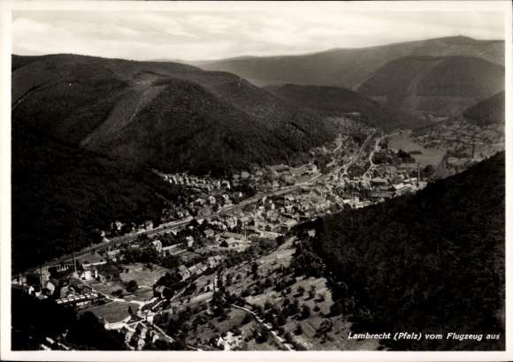 Postcard Lambrecht in the Palatinate, aerial photograph