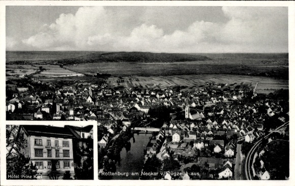 Postcard Rottenburg am Neckar, Hotel prince Karl, view of the town, Hotel prince Karl