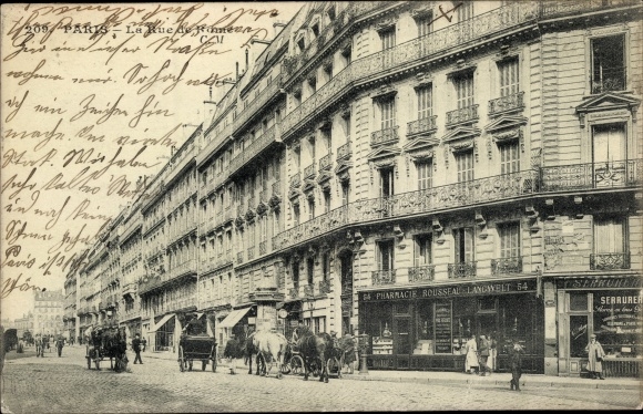 Ansichtkaart Parijs XVII., Rue de Rome, Pharmacie Rousseau Langwelt