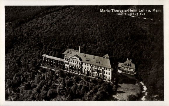 Postcard Lohr am Main Lower Franconia, Maria-Theresia-Heim, aerial photograph