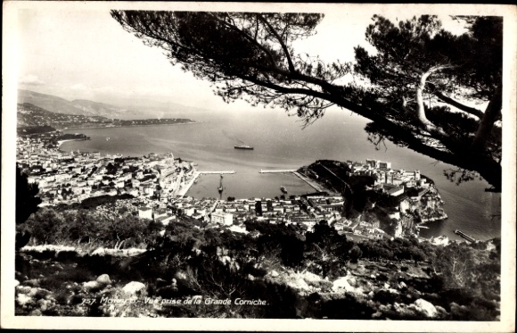 Ak Monaco, Vue prise de la Grande Corniche