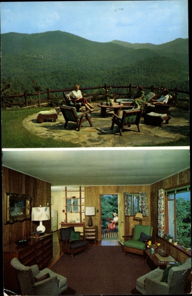Ak Rosemount Balsam North Carolina USA, binnenaanzicht van de patio