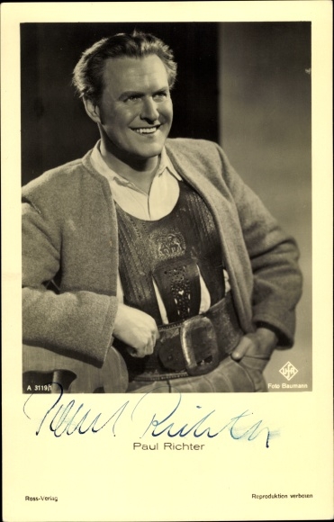 Postcard actor Paul Richter, portrait, Ross 3119/1, autograph