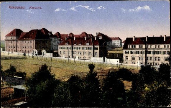 Postcard Glauchau in Saxony, barracks