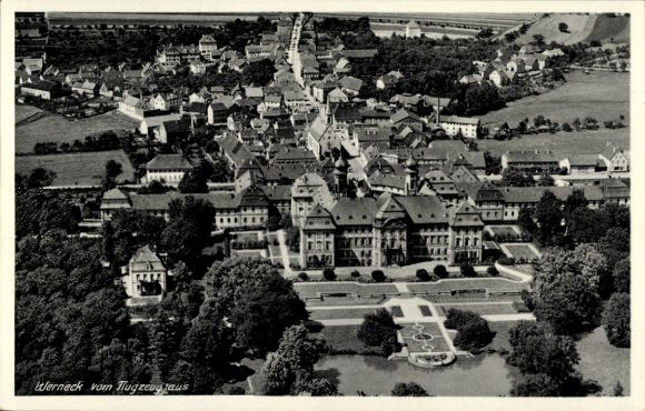 Postcard Werneck in Lower Franconia, aerial photograph