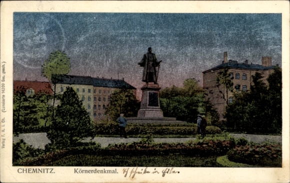 Luna Postcard Chemnitz in Saxony, Körner Monument