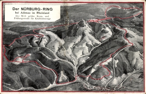 Artist Postcard Nürburg in the district of Ahrweiler Rhineland Palatinate, Nürburgring, race track