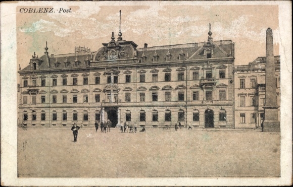 KP Koblencja nad Renem, Koblencja, z budynkami, ludźmi, napisami Koblencja, urząd pocztowy