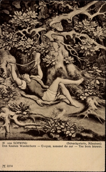 Artist Postcard Schwind, Moritz von, The Boy's Wonder Horn
