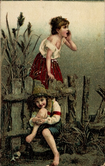 Postcard Child hides from worried mother