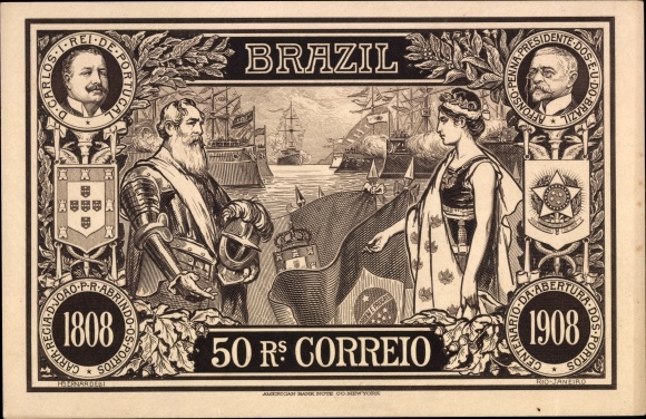 Postcard Brazil, 50 Reais Correio, Don Carlos de Portugal, Alfonso Penna