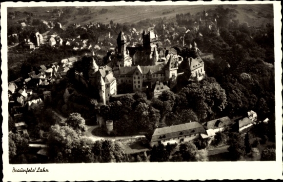 Postcard Braunfels on the Lahn, aerial photograph