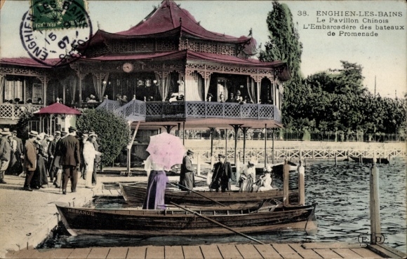 KP Enghien les Bains Val d'Oise, Pavillon Chinois, Embarcadere des bateaux de Promenade