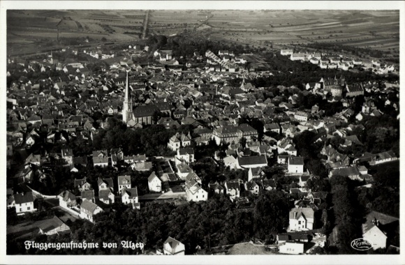 Postcard Alzey in Rheinhessen, aerial photograph