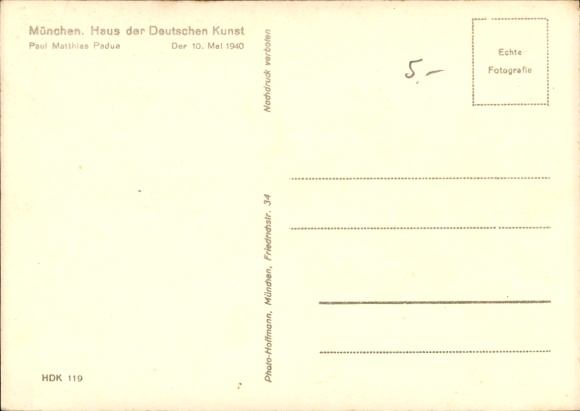 Artist Postcard Padua, Paul Mathias, May 10, 1940, HDK 119