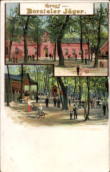 Artist Chromo-Litho Hamburg Nord Groß Borstel, Gasthaus Borsteler Jäger