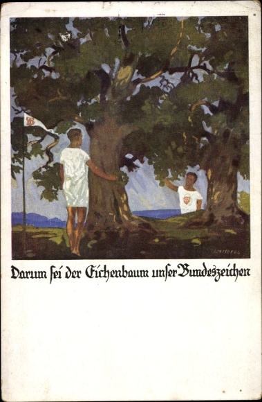 Kunstenaarskaart Amtsberg, Otto, voor het beste van de Duitse Turnerschaft, eik als federaal teken