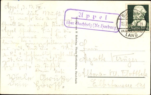 Postcard Appel in Lower Saxony, Lower Saxon farmhouse, swan pond