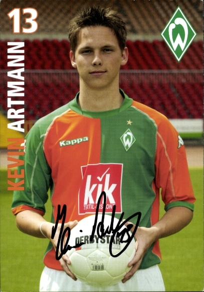 Autogrammkarte Fußballer Kevin Artmann, Werder Bremen, Autogramm