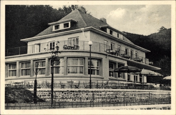 Postcard Affoldern Edertal in northern Hesse, Hotel Terrassen am Edersee, owner D. Storm