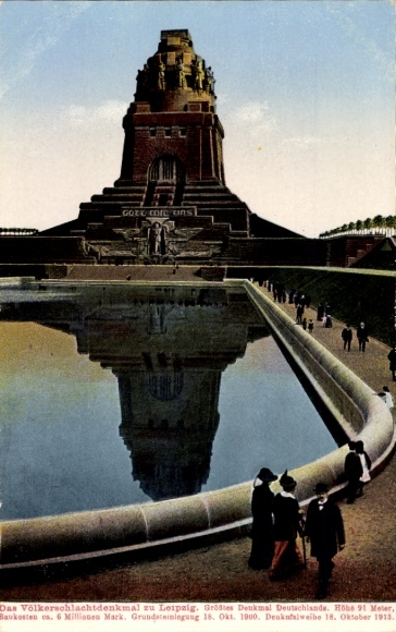 Ak Leipzig, Völkerschlachtdenkmal, Völkerschlachtdenkmal, größtes Denkmal Deutschlands, Wassertfa