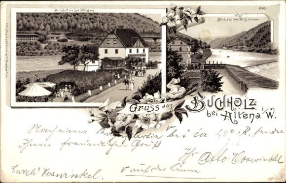Chromo-Litho Buchholz Altena in Westphalia, inn, weir