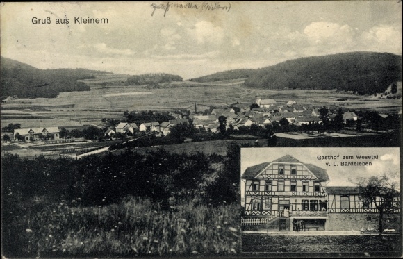 Postcard Kleinern Edertal Hessen, Gasthof zum Wesetal, view of the town