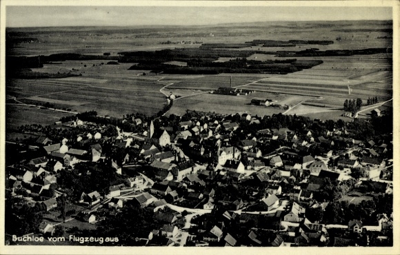 Postcard Buchloe in Allgäu, aerial photograph