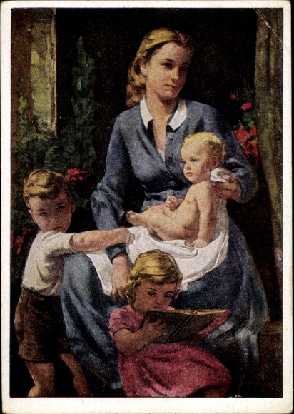 Artist Postcard Heymann, Richard, portrait of a young mother
