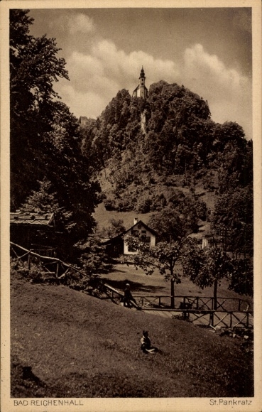Postcard Karlstein Bad Reichenhall in Upper Bavaria, pilgrimage church St. Pankraz