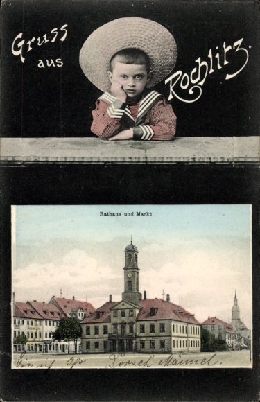 Ak Rochlitz an der Mulde Sachsen, Rathaus, Markt