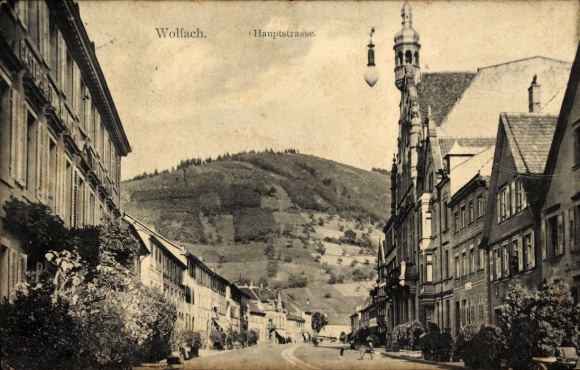 Postcard Wolfach in the Black Forest, main street