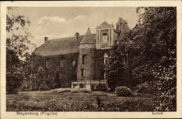 Postcard Meyenburg in the Prignitz, Meyenburg Castle, surrounded by trees and green spaces, historic...