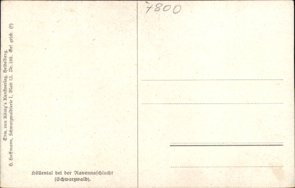 Artysta KP Hoffmann, H., Breitnau w Schwarzwaldzie, Höllental w pobliżu wąwozu Rawenny