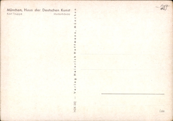 Artist Postcard Truppe, Karl, Mother's Hands, HDK 250