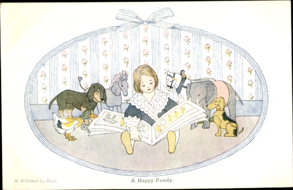 Artist Postcard Willebeek le Mair, More old Nursery Rhymes, a Happy Family