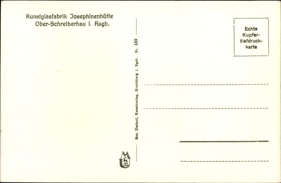 Postcard Szklarska Poręba Schreiberhau Giant Mountains Silesia, art glass factory Josephinenhütte