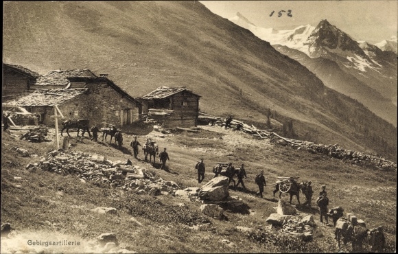 KP Swiss Army, artyleria górska w marszu górskim, artillery de montagne