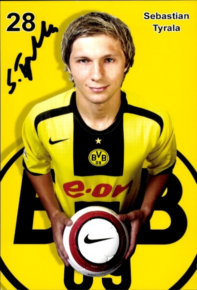 Autograph card footballer Sebastian Tyrala, BVB 09, Borrussia Dortmund, autograph