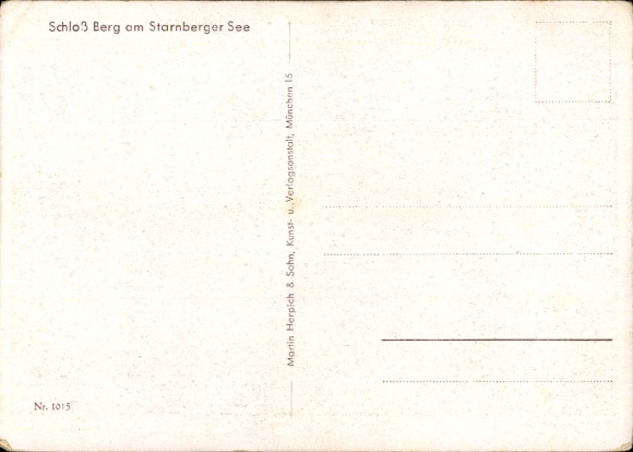 Chromo-Litho Berg on Lake Starnberg Upper Bavaria, Berg Castle, steamer