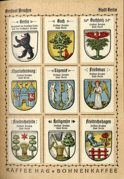 German coat of arms collector&#39;s picture album Kaffee HAG Handelsgesellschaft, Bremen around 1930