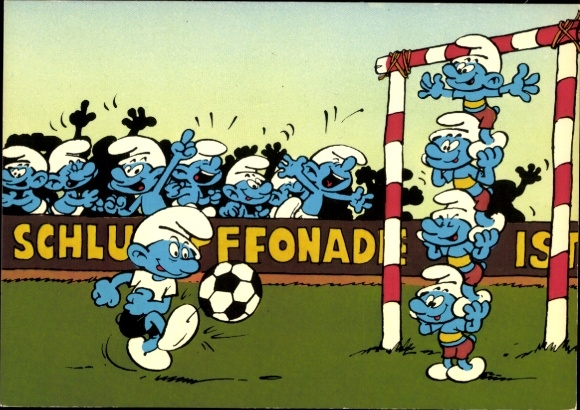 Postcard The Smurfs, football game