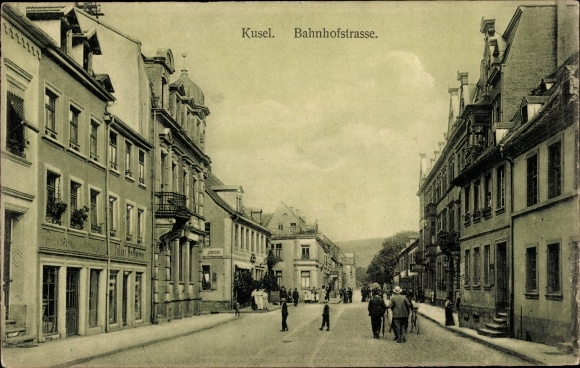 Postcard Kusel in the Palatinate, Bahnhofstrasse