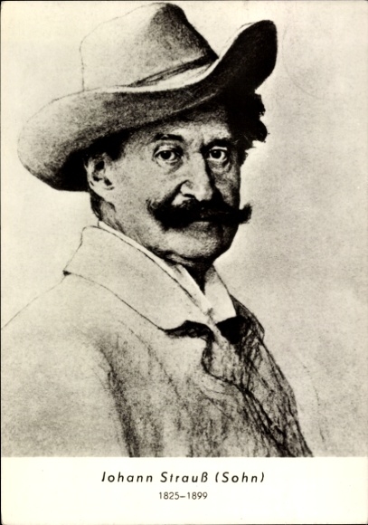 Artist Postcard portrait of the composer Johann Strauss Jr.