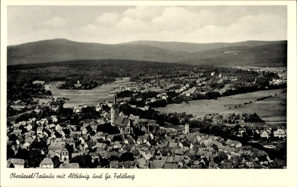 Postcard Oberursel in the Taunus Hessen, aerial photograph, Altkönig, municipality of Feldberg