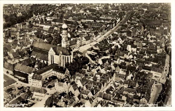 Postcard Augsburg in Swabia, aerial photograph