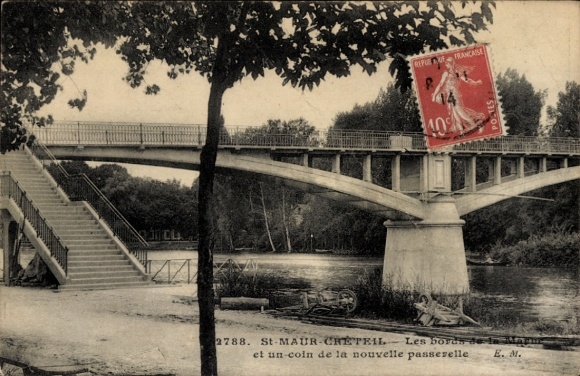 Postcard Saint Maur Créteil Val de Marne, Les Bords de la Marne, new passerelle