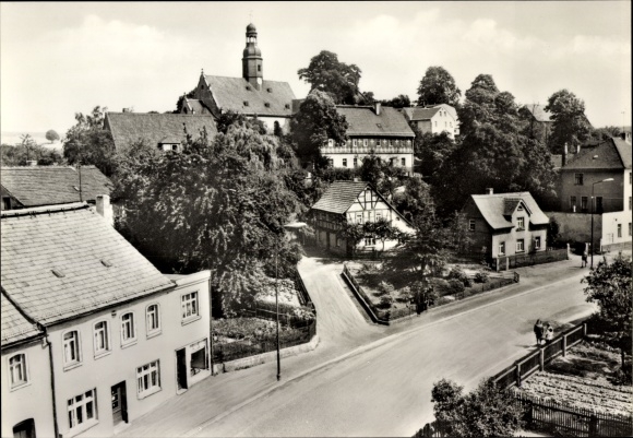 Postcard Steinpleis Werdau in Saxony, panorama with church