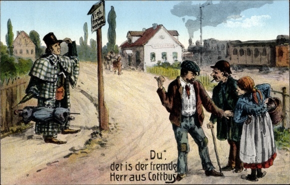 KP Der Fremden Herr aus Cottbus, ludzie w podartych ubraniach, stacja kolejowa, kolej,